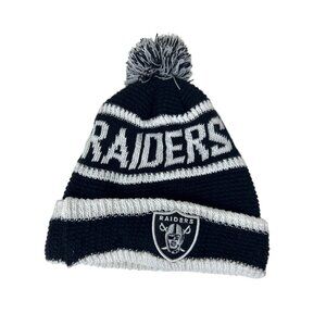 New Era NFL Raiders Pom Pom Beanie Hat Winter Snow Cap Embroidered Logo
